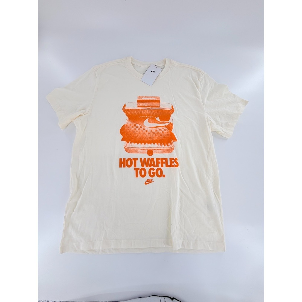Nike Hot Waffles T-Shirt Mens SZ L Sportswear HV9803-110 Graphic Tee White Retro